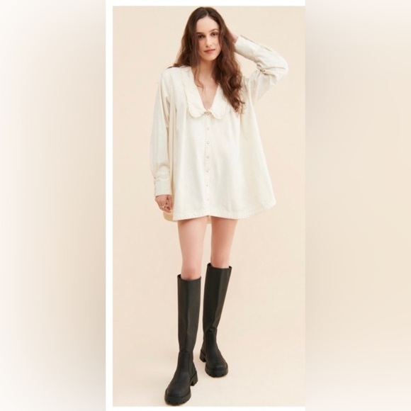 Free People Ivory Button-Down Tunic - Picture 3 of 13
